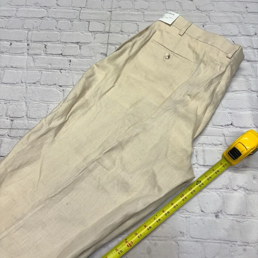 NWT Paul Fredrick Men 100% Linen Chino Pants Size 44x24 Beige D126 -29